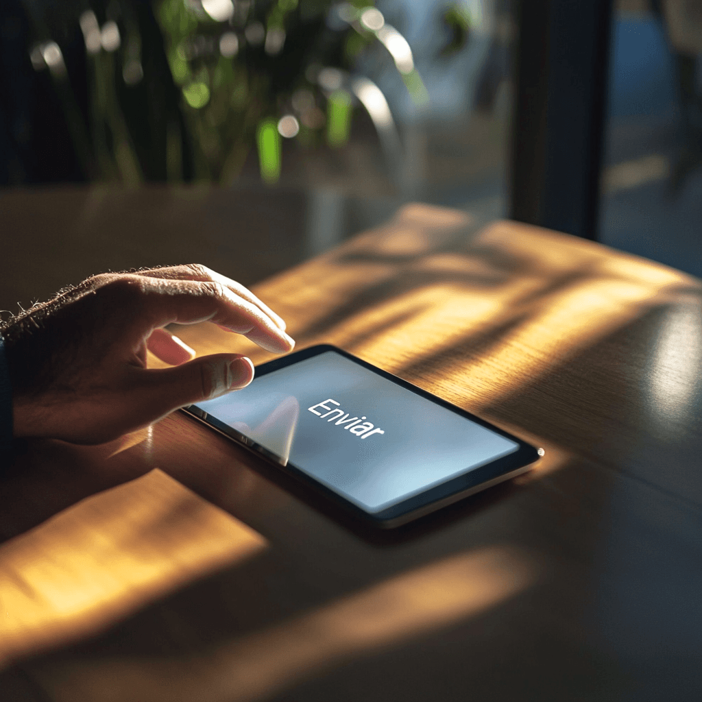 Pantalla con la palabra escrita "enviar".